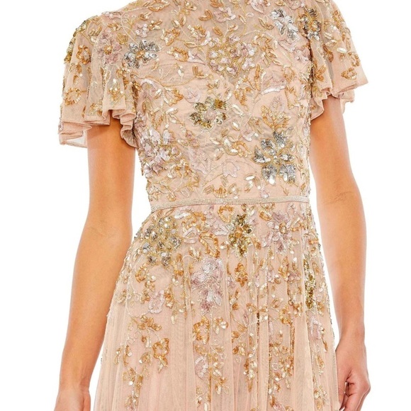 Mac Duggal 5717 NWOT EMBELLISHED BUTTERFLY SLEEVE HIGH NECK GOWN - Picture 4 of 9